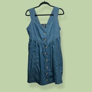5/$25 Suzanne Betro Blue Denim Look Button-Front Mini Dress
